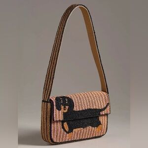 Anthropologie The Fiona Beaded Bag Dachshund Weiner Dog Rare Limited Handbag NEW